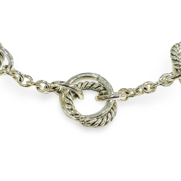 Ralph Lauren Fashion Necklace Oval Links & Rings Metallic Silver Collar Size 17” - Picture 3 of 4